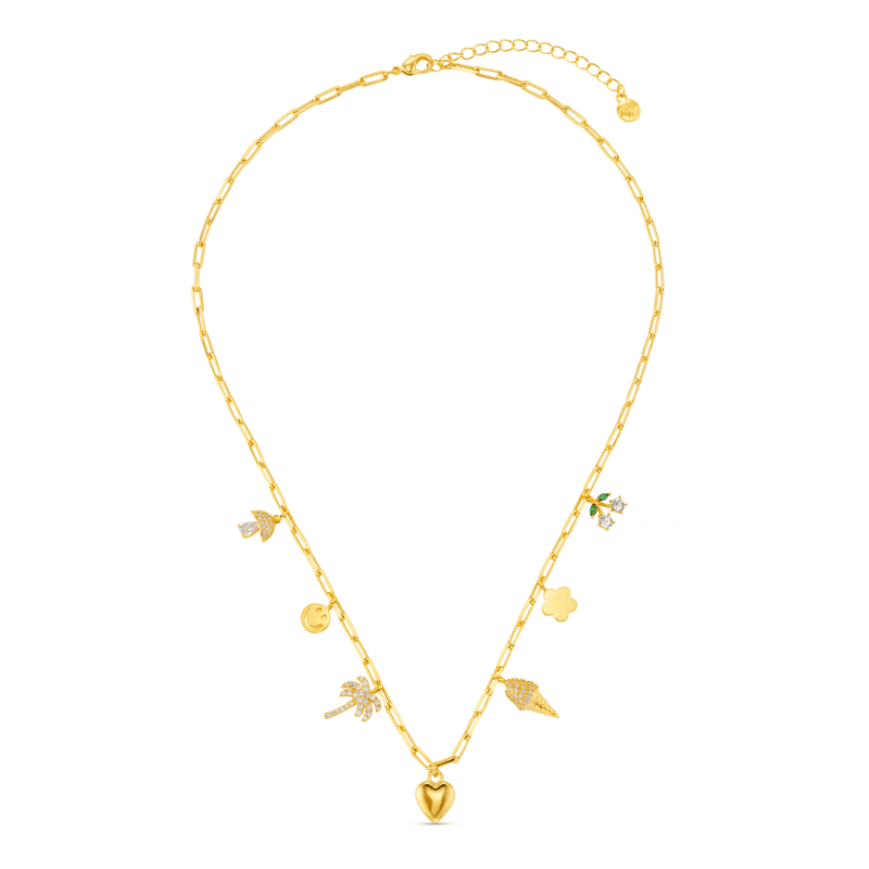 40119 Mixed Electic Pave Charm Necklace