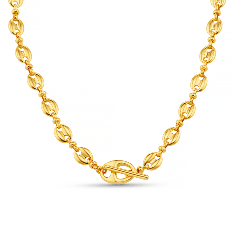 31462 Mariner Chain T-bar Necklace - Pale Gold