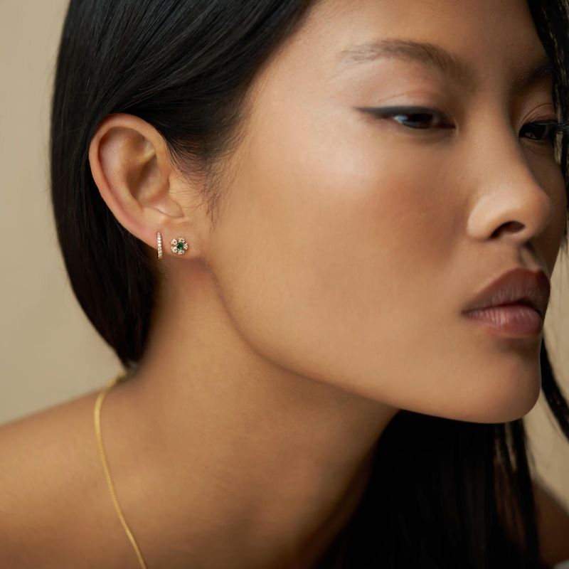 40072 Crystal & Emerald Stud Earring