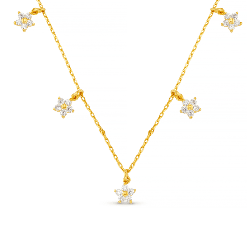 40105 Crystal Flower Multi Drop Necklace 