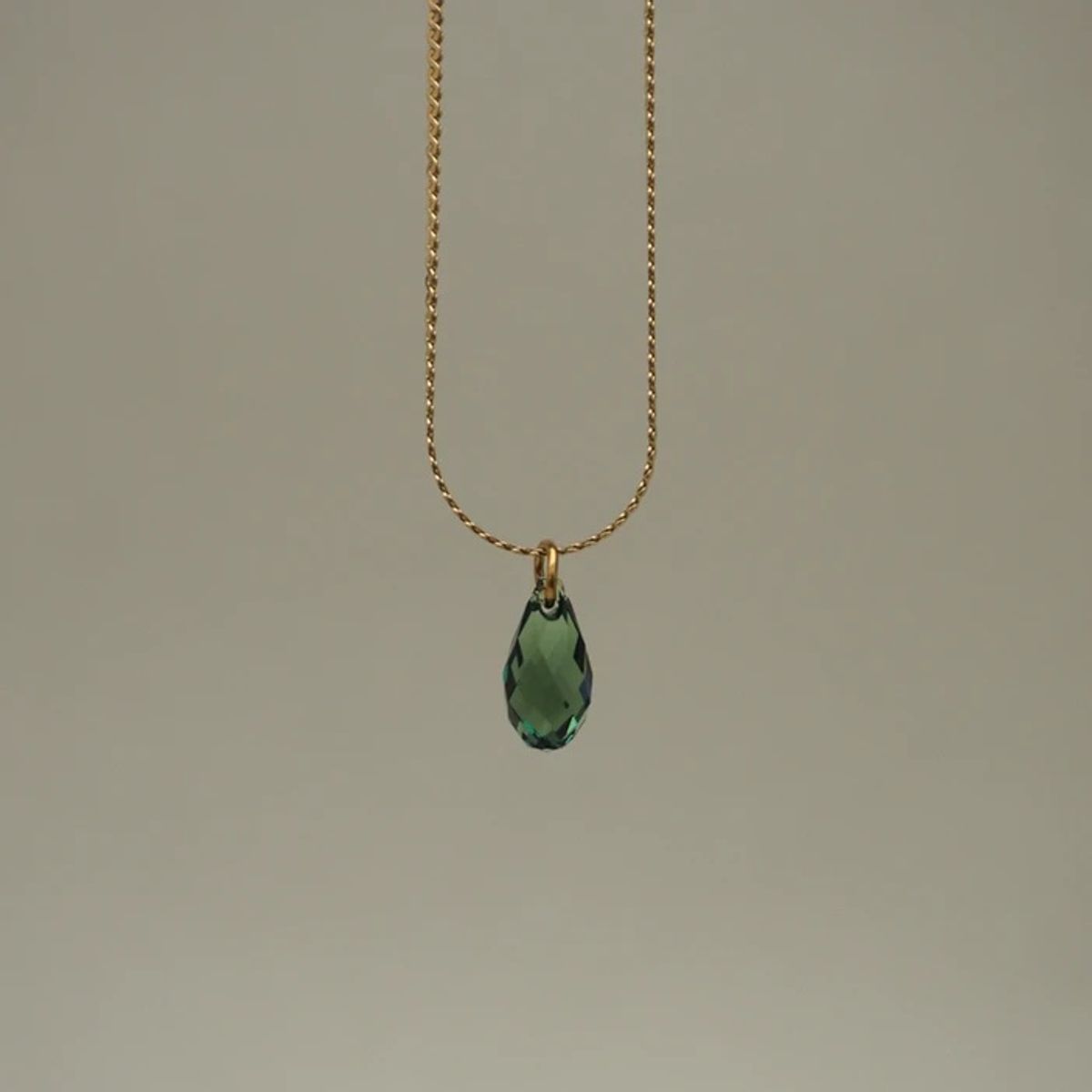 Dainty Green Crystal Drop Necklace