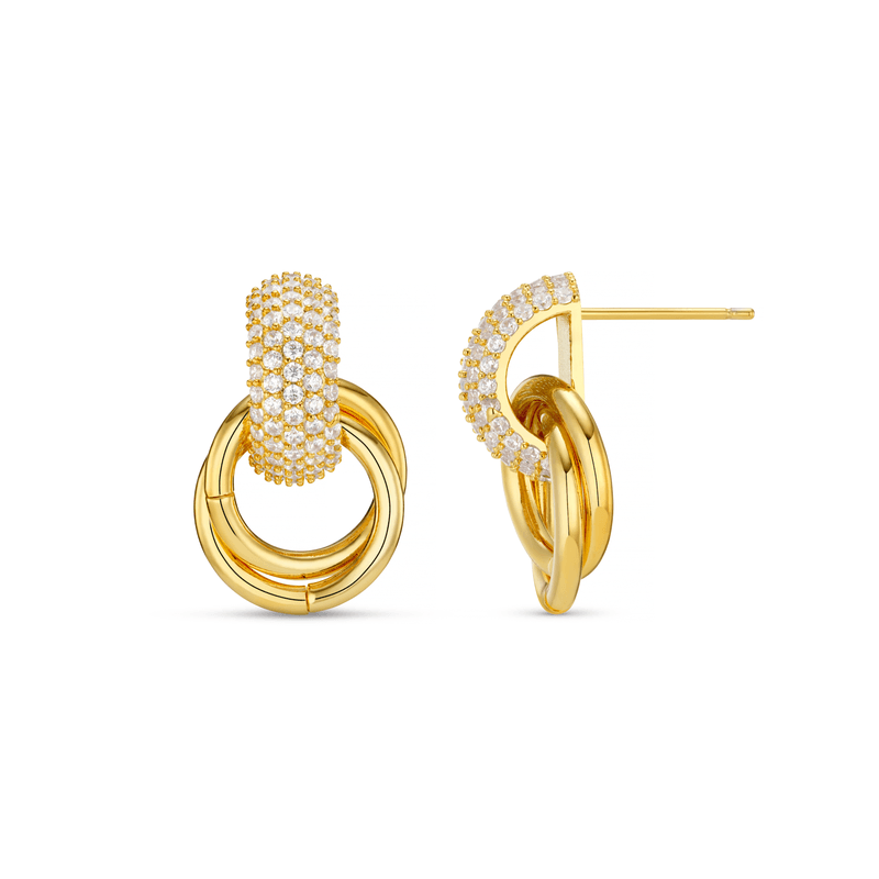 40012 Pave Interlocking Earrings - Pale Gold